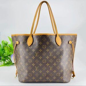 LOUIS VUITTON LV Neverfull MM Monogram Brown Canvas Tote Hand Bag Purse